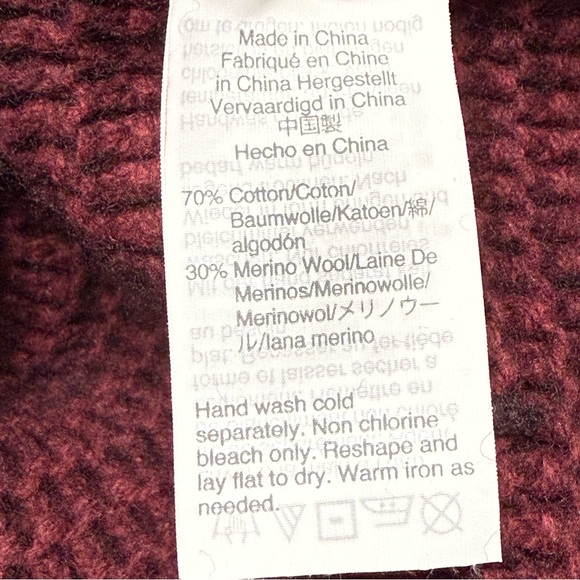 Madewell size XS Women’s Maroon Cotton/Wool Side Button Turtleneck Sweater - Picture 8 of 8